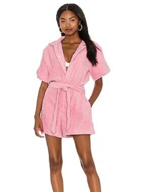 Pink Terry Belted Romper